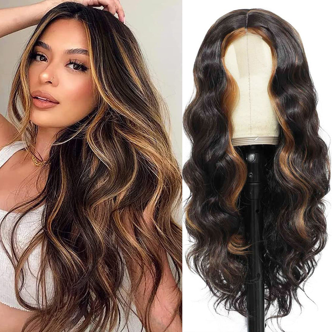 Women's Chemical Fiber Small Lace Headgear Big Wave Wig Long Curls