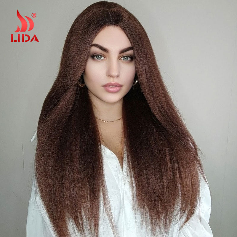 Chemical Fiber Mechanism Headgear Mid-length Hair Black Long Straight Wig