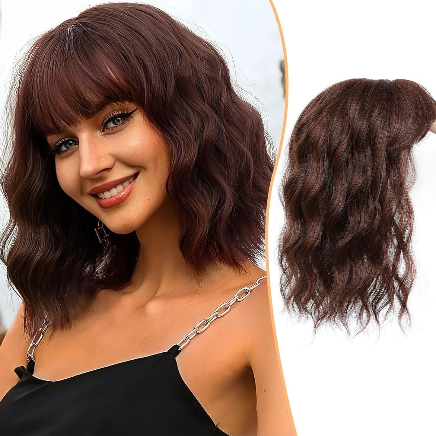Inch Chemical Fiber Hairpiece With Bangs Wig Short Curly Hair