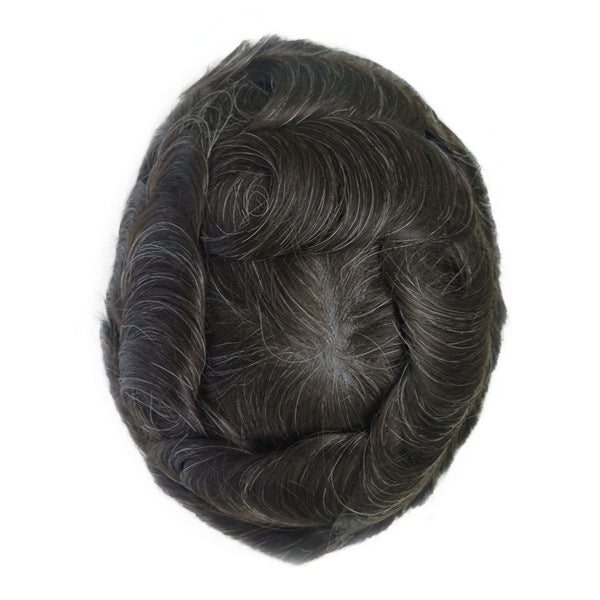 Men's Leather Hand Crochet V Needle Hairpiece Men's Wig