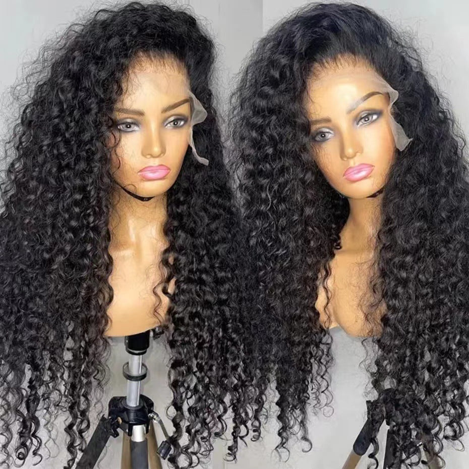Black Straight Hair Small Curly Latin Wig Long Curls