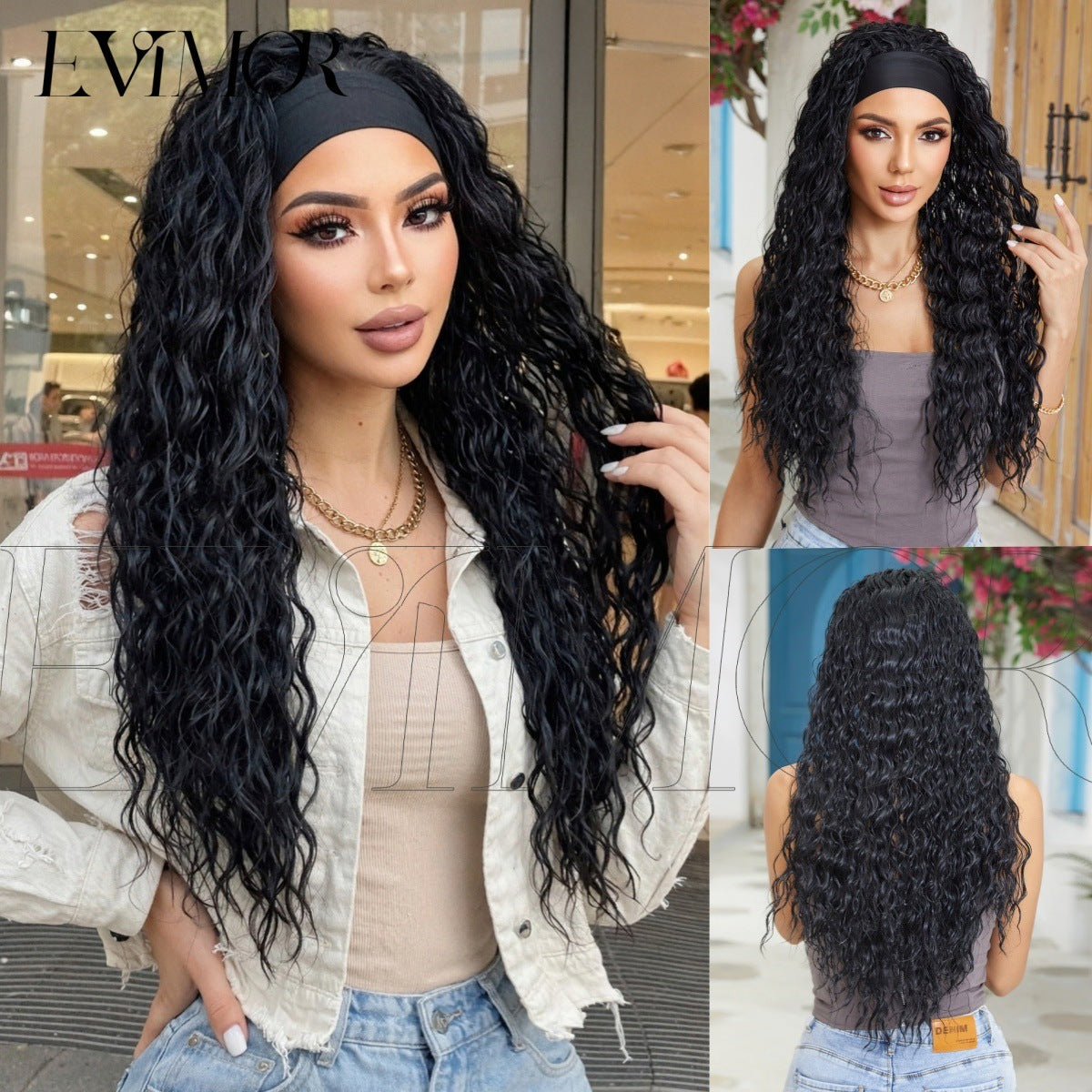 Band Latin American Curly Fashion Fluffy White Wig Long Curls