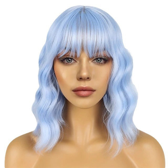 Women's Halloween Festival Rose Net Mid-length Shawl Wig Short Curly Hair