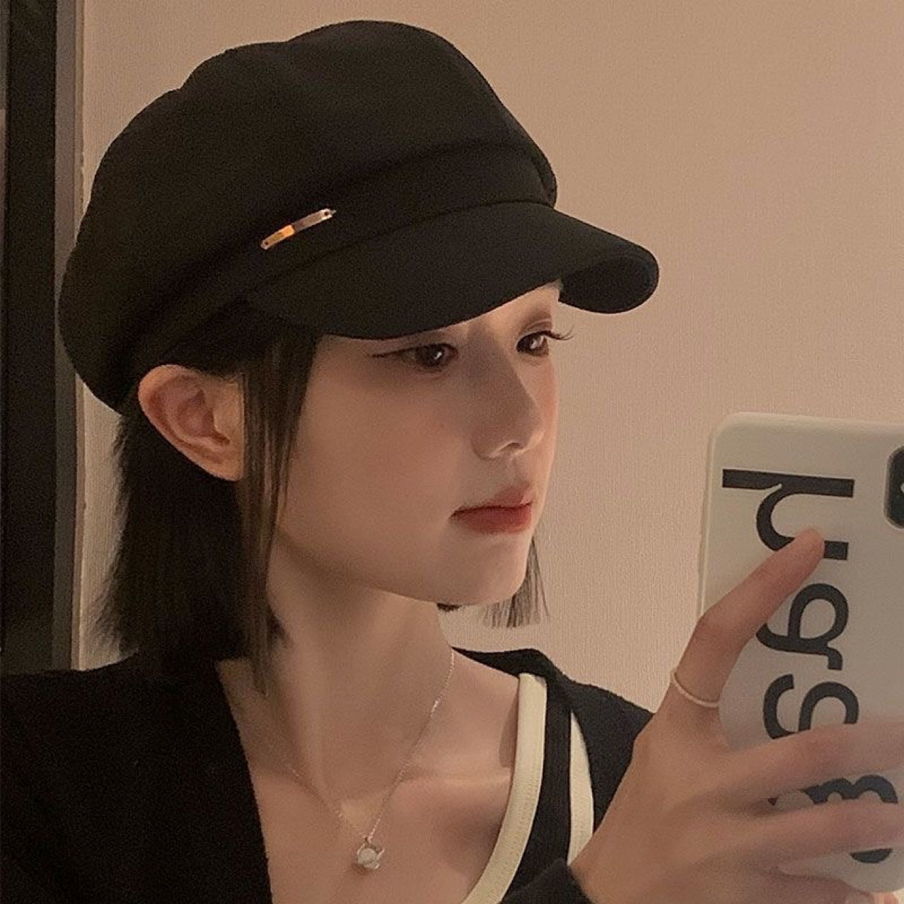 Hat Female One Natural Simulation Beret Wig Short Straight Hair