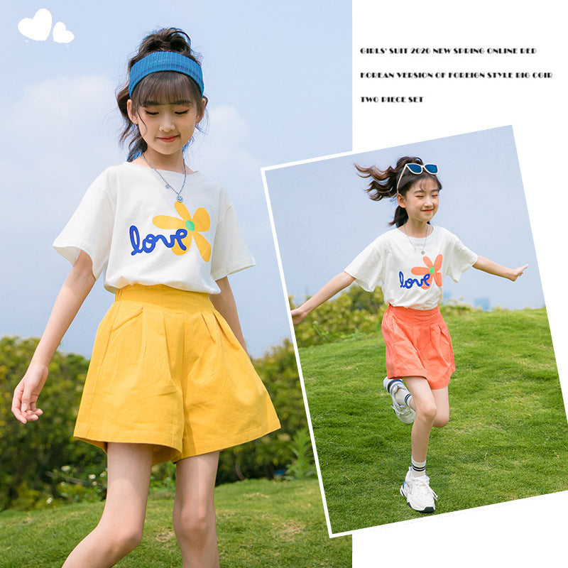 Children's Summer Suits Western Style Short-sleeved Shorts Medium Big Children's Suit