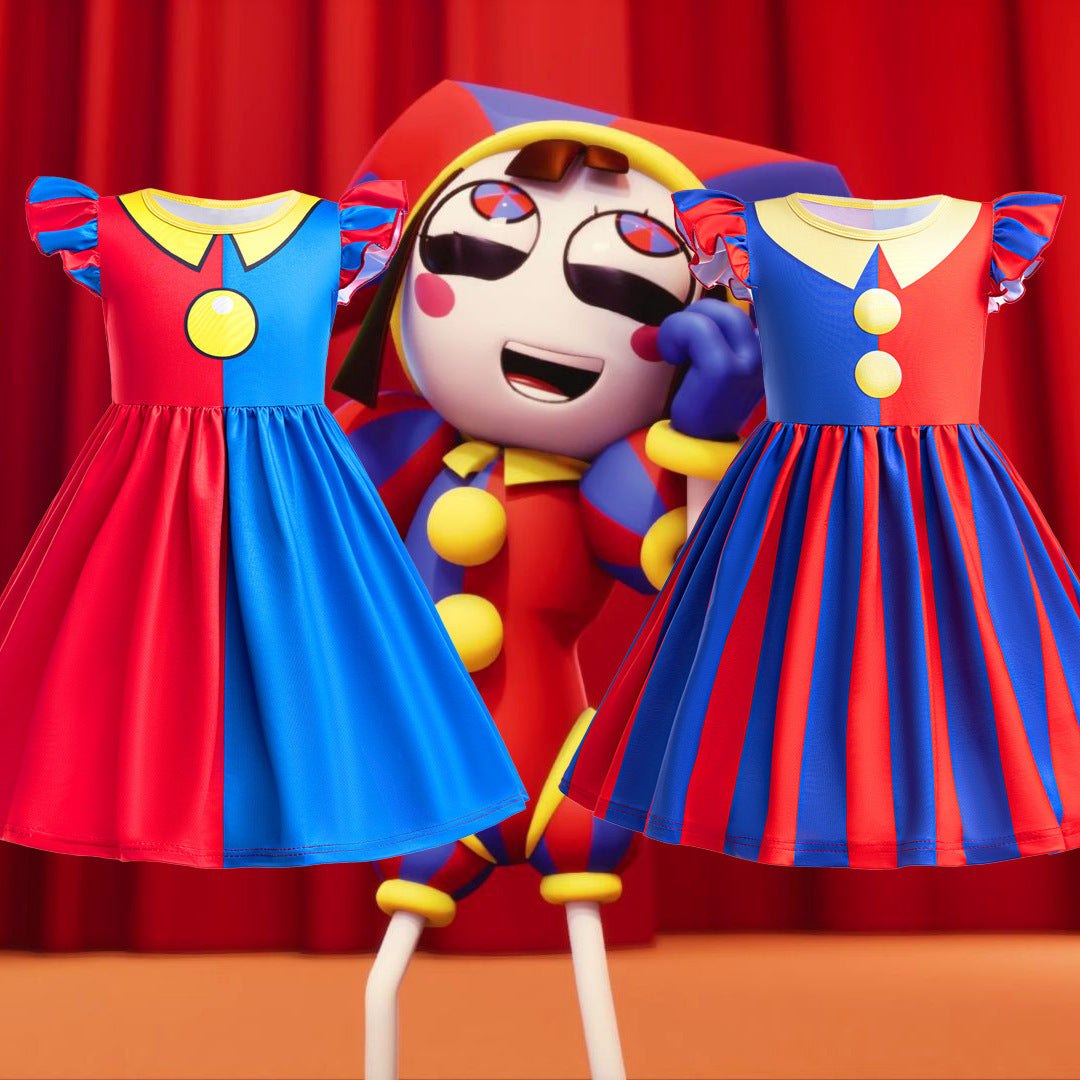 Magical Digital Circus Halloween Performance Clown Children's Dress