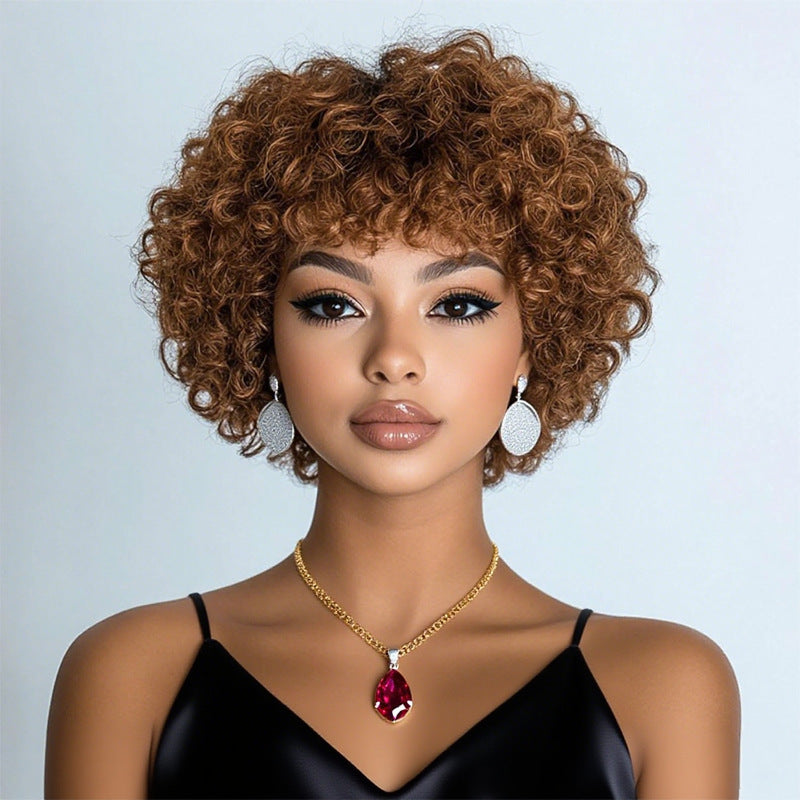 Front Lace African Fashion Fluffy Wigs Wig Short Curly Hair