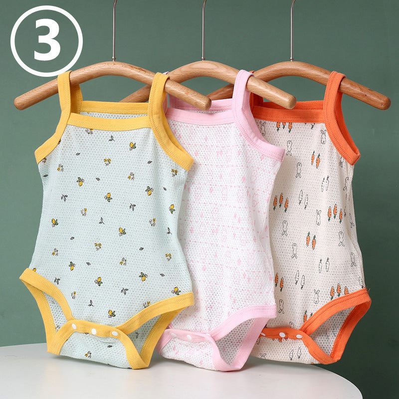 Summer Sling Pure Cotton Class Clothes For Babies One-piece Crawling Jumpsuit, Climbing Suit