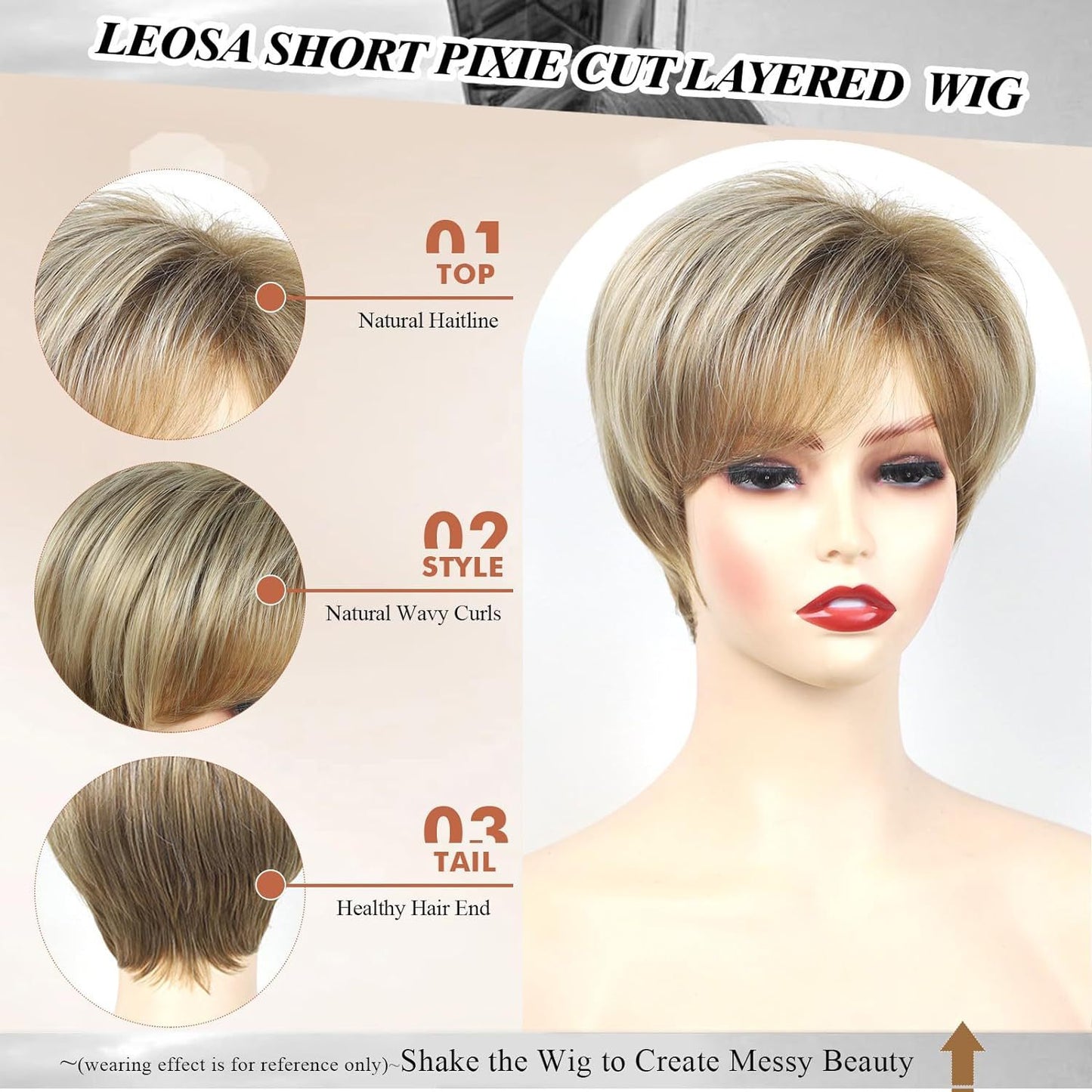 Women's Best-selling White Human Golden Split Fiber Wig Short Straight Hair