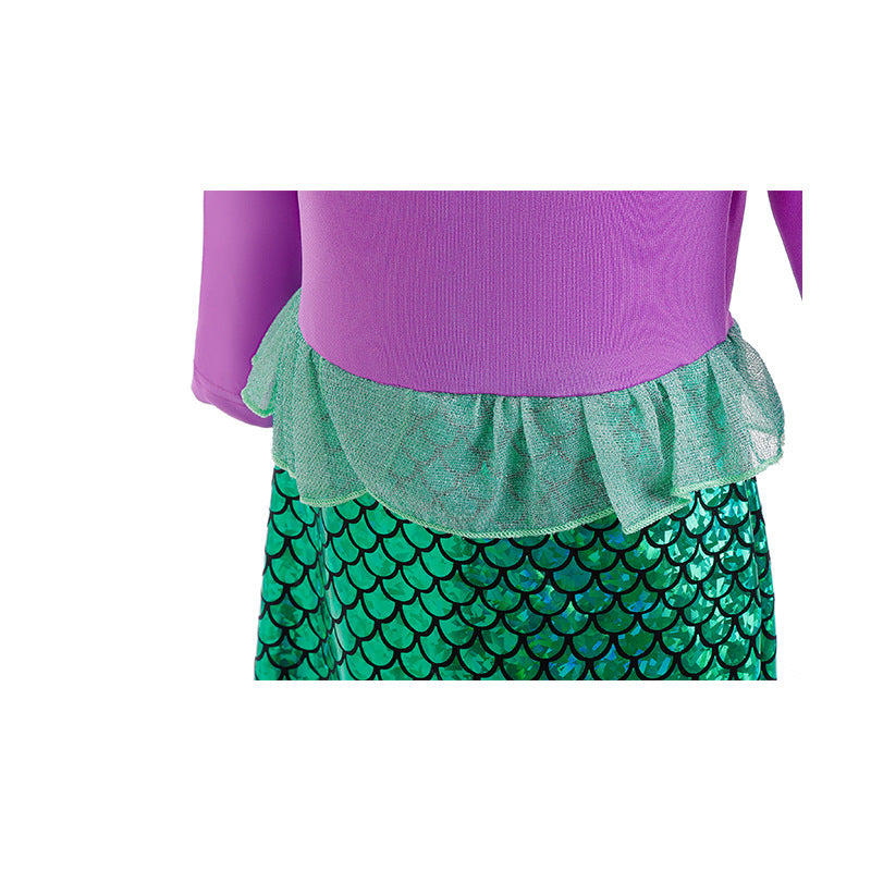 Children's Mermaid Princess Fish Tail Scale Ball Gown Children's Dress