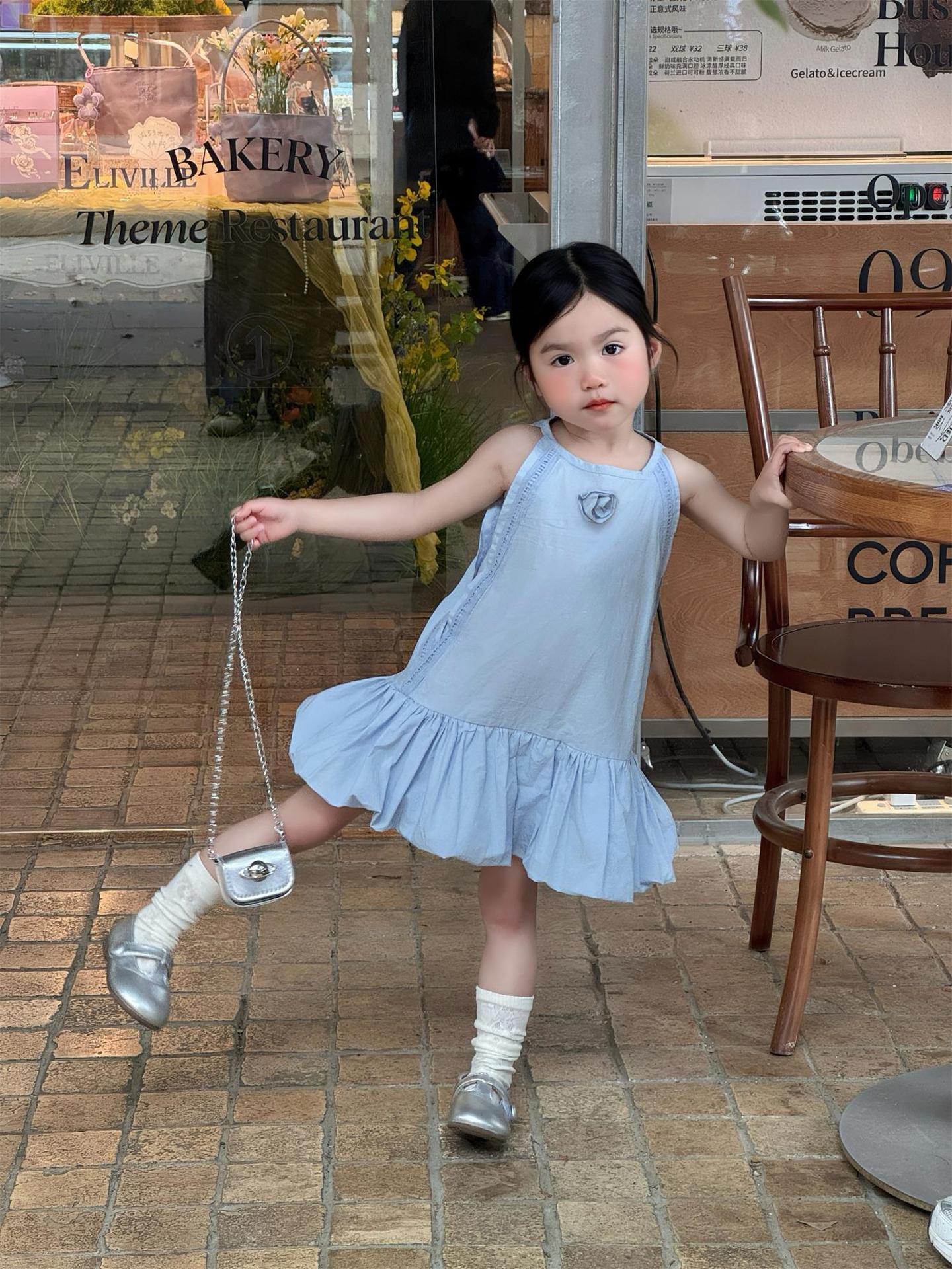 Flower Cotton Vest Flounced Skirt Sleeveless Children's Dress