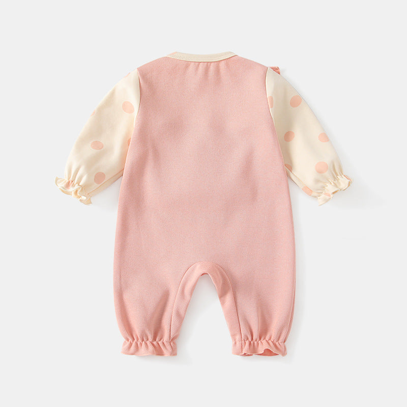 Two-piece Romper Polka Dot Plush Puppy Jumpsuit, Climbing Suit