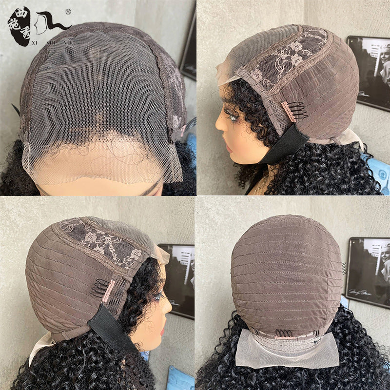African Curly Hair Mixed Female Head Wig Long Curls