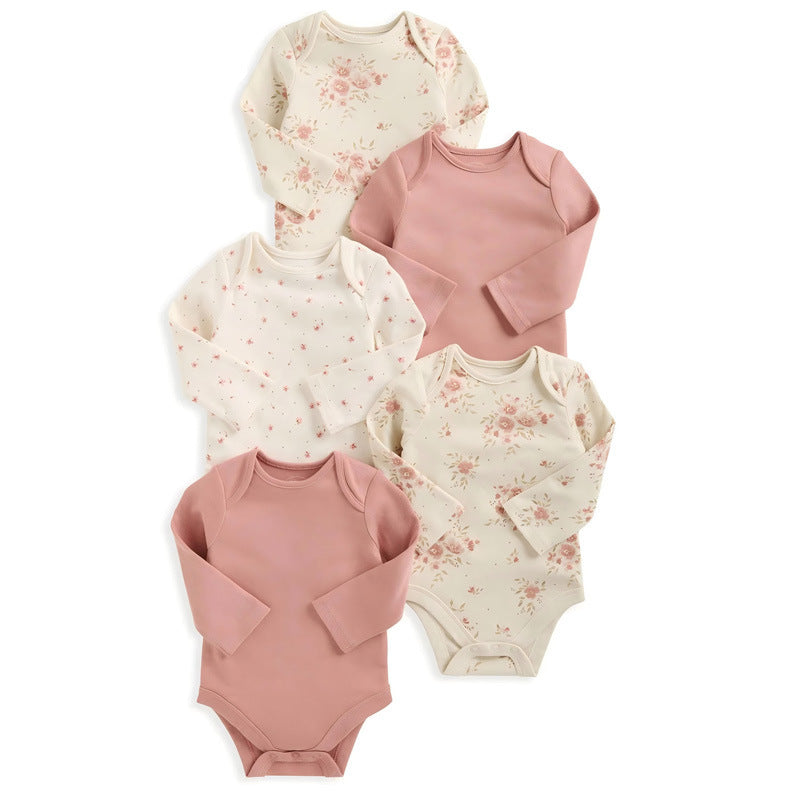 Children's Clothing Infant Rompers Long Sleeve Mixed Color Triangle Jumpsuit, Climbing Suit