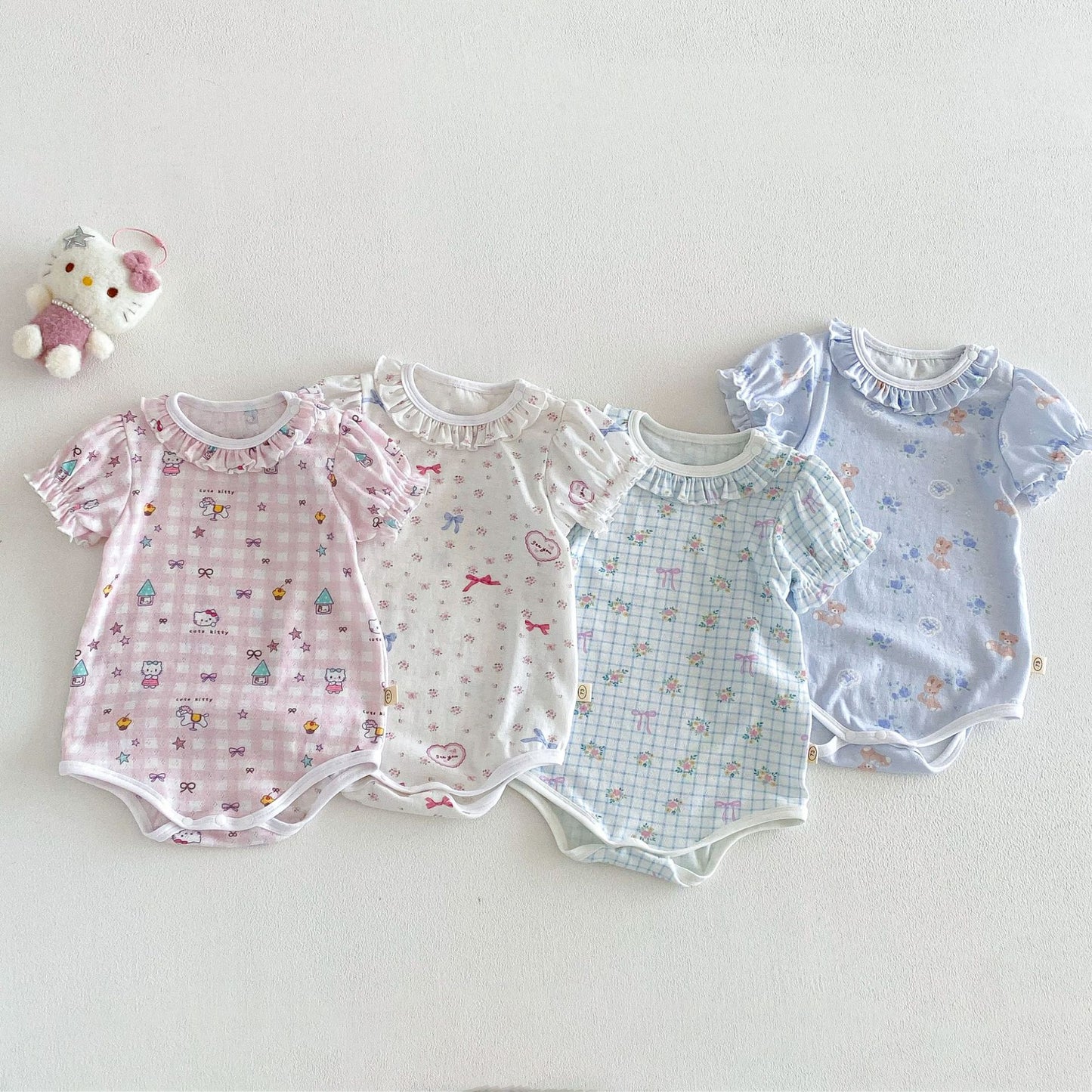 Cartoon Summer Super Cute Lace Collar Floral Romper Born Jumpsuit, Climbing Suit