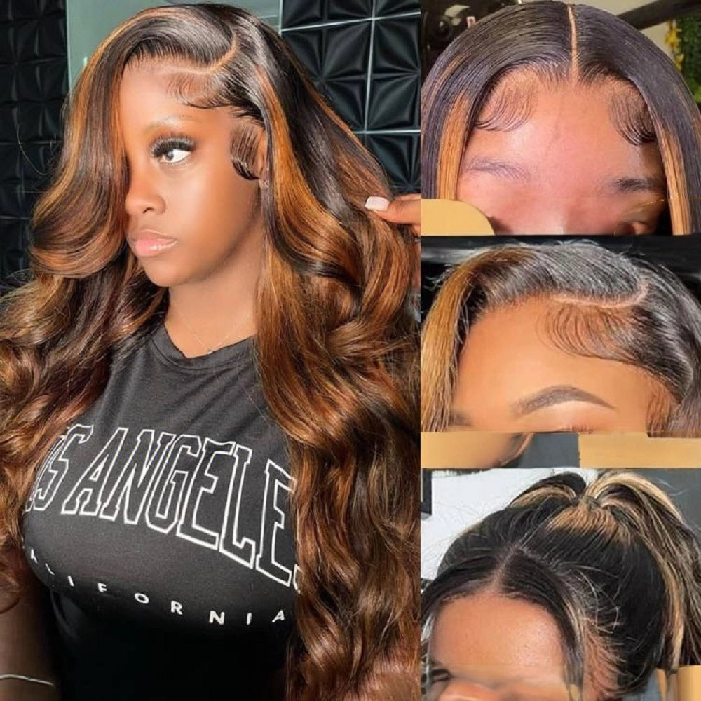 Women's Piano Color Medium Curly Hair Mechanism Synthetic Big Wig Long Curls