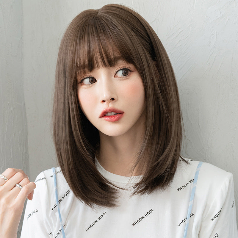 Women's Top Head Cover Sweet Summer Inner Wig Short Straight Hair