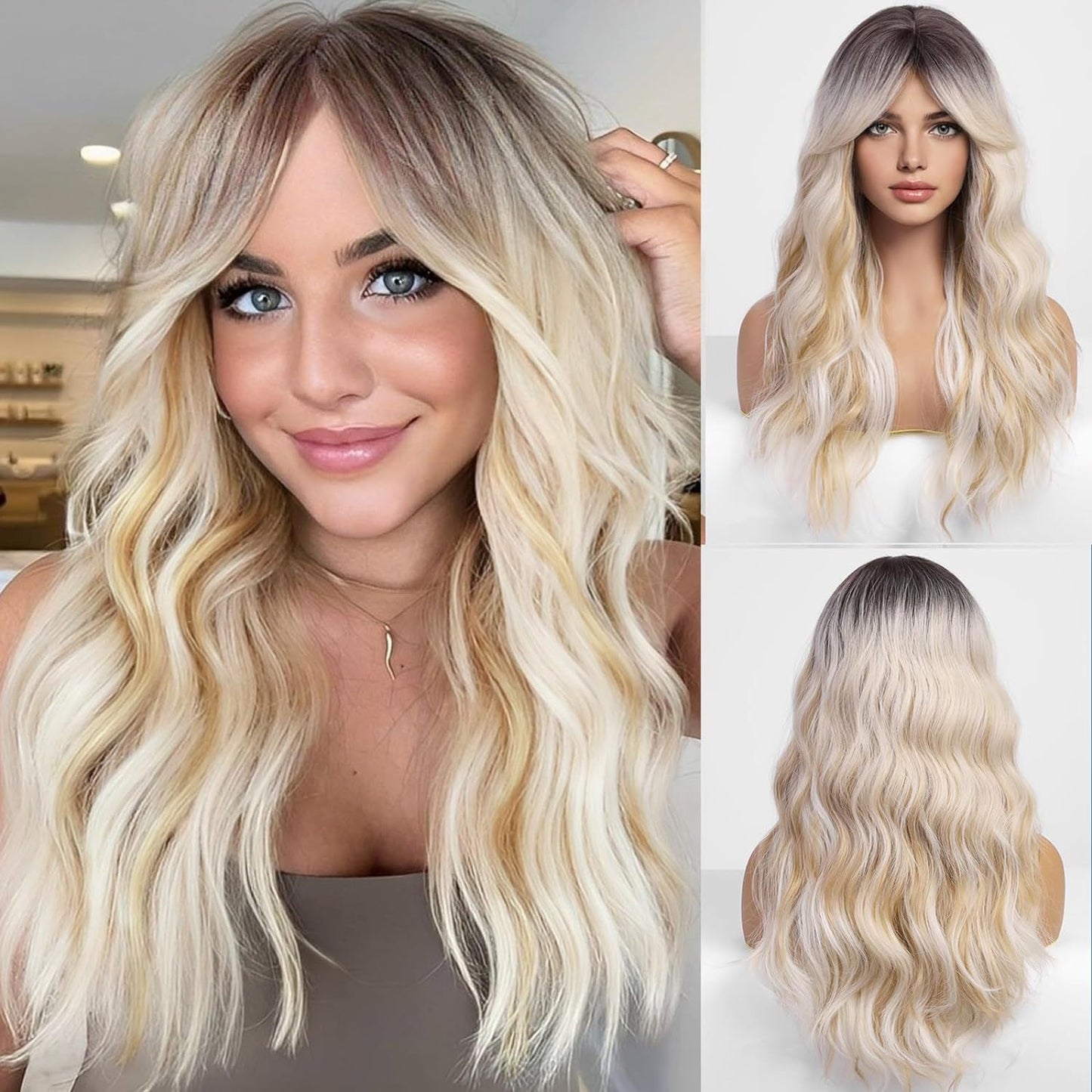 Women's Big Wave Curly Without Bangs Temperament Face Wig Long Curls