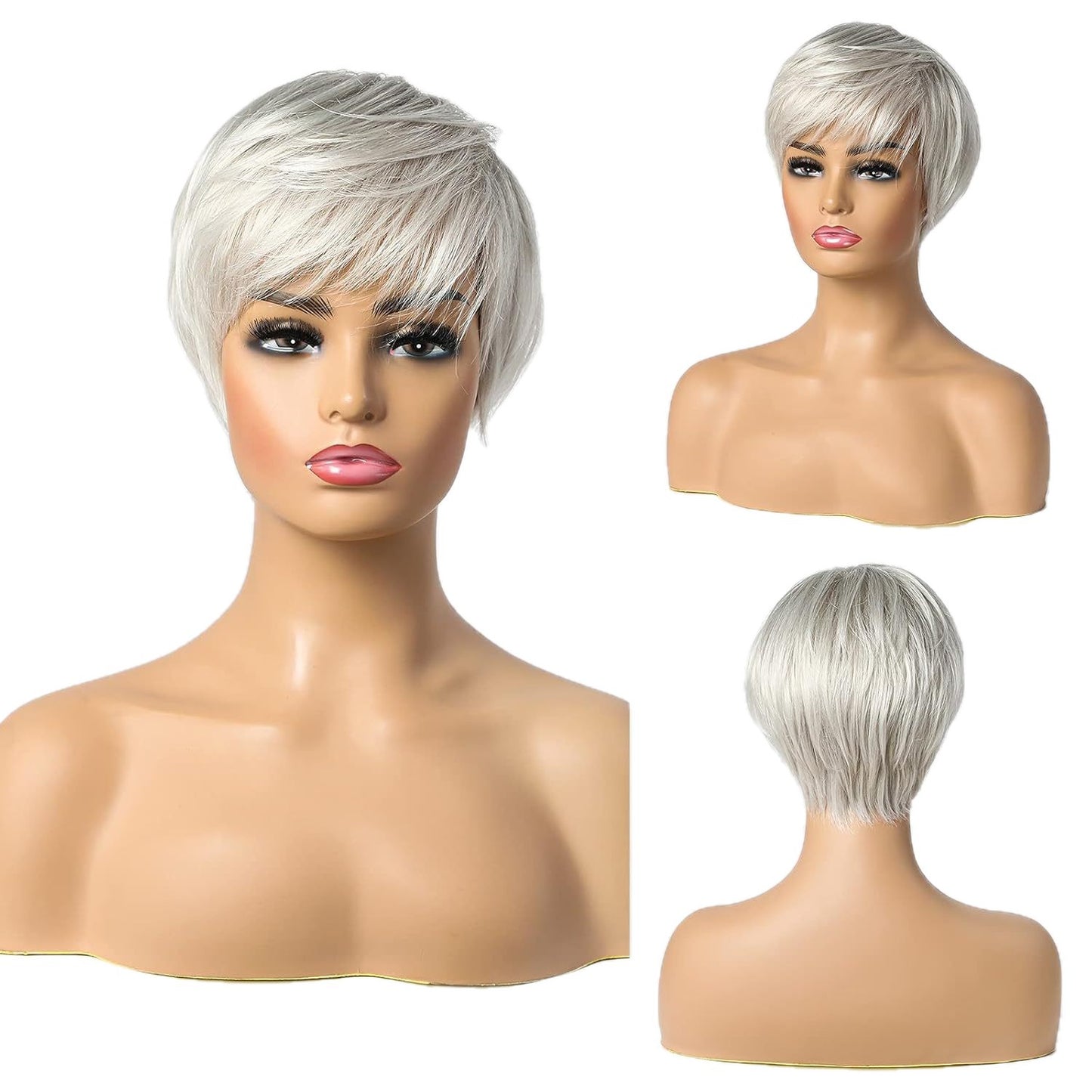 Trendy Human Mechanism Gray Granny Grey Real Hair Wig
