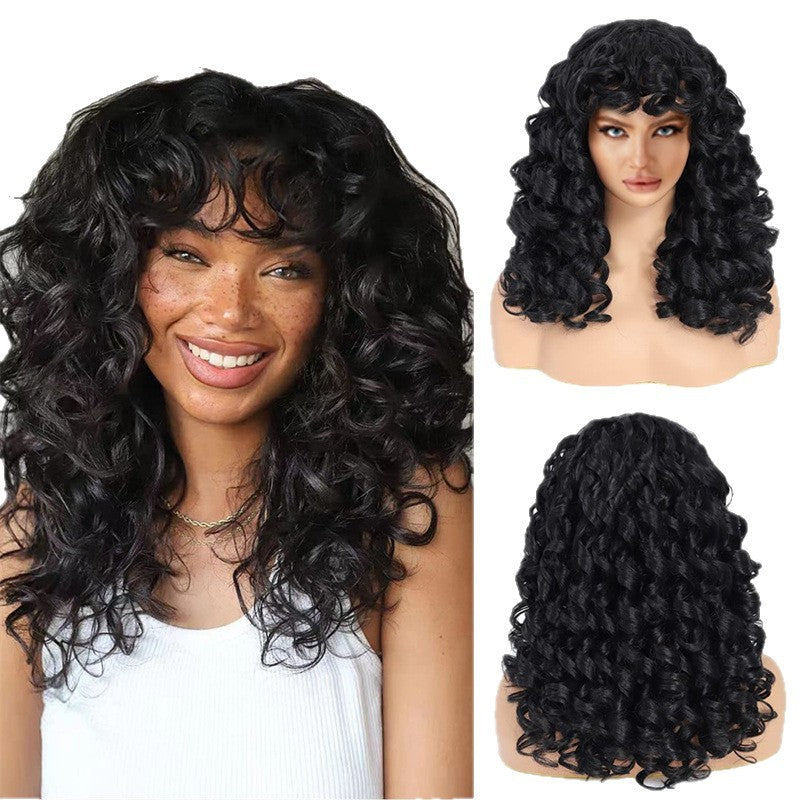 Women's Small Roll Chemical Fiber Rose Net African Wig Long Curls