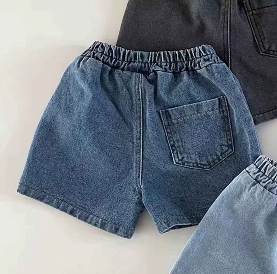 Women's & Men's Casual Denim Shorts Western Solid Color Pocket Children's Pants
