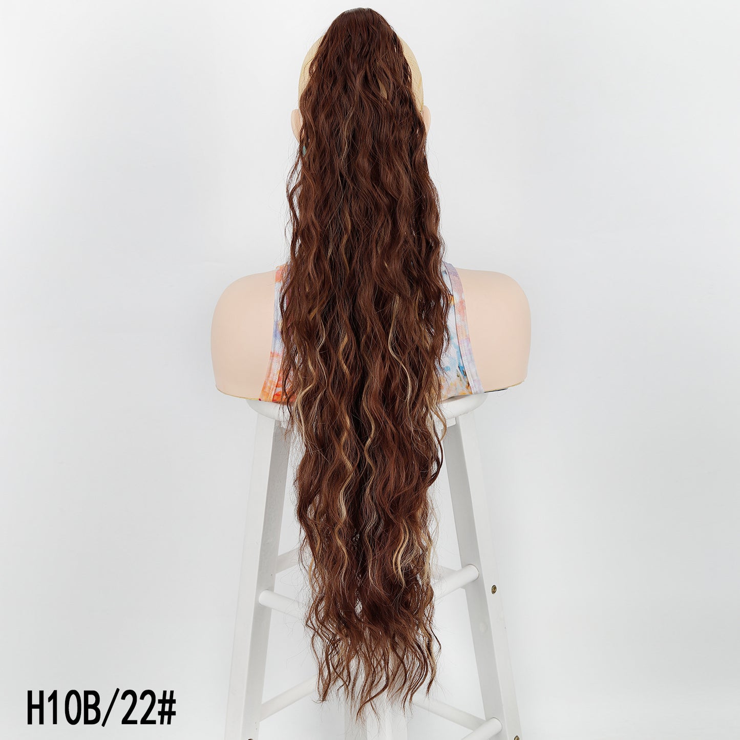 Women's Water Ripple Fluffy Long Curly Hair Chemical Fiber Silk Height Wig Ponytail