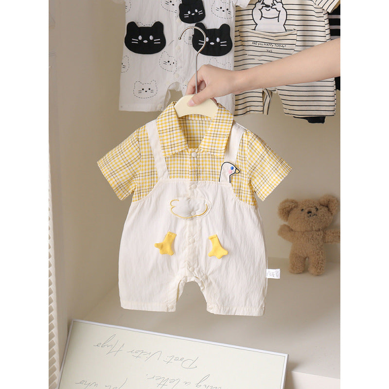 Moon Short Sleeves For Infants Jumpsuit Born Shirt Fake Two-piece Jumpsuit, Climbing Suit