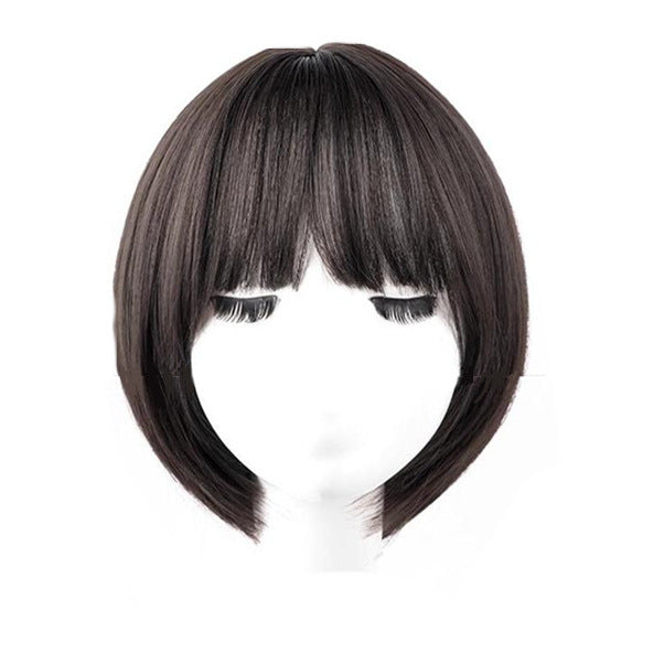 Women's Real Human Daily Natural Wave Head Cover Wig Short Straight Hair
