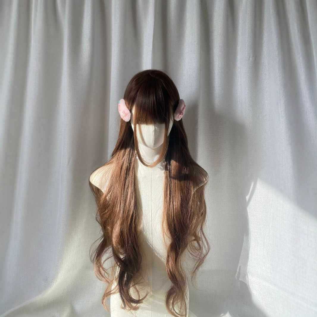 Glutinous Rice Small Linen Curly Hair Full Top Natural Less Wig Long Curls