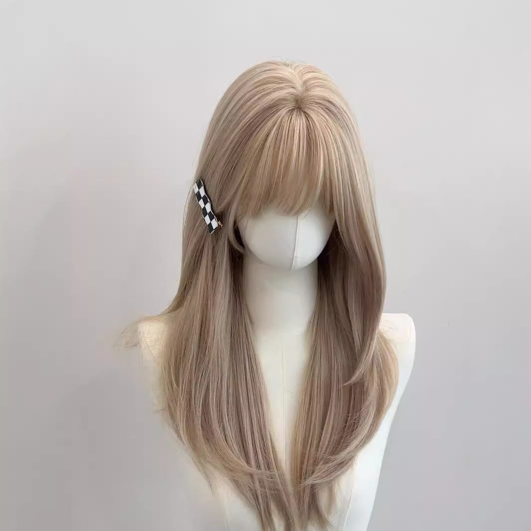 Natural Hair Air Bangs Artificial Female Long Straight Wig