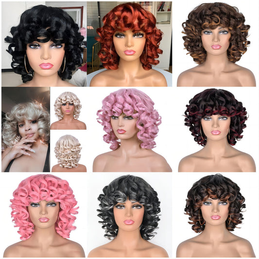 Women's Optional African Small Volume Large Synthetic Wig Short Curly Hair