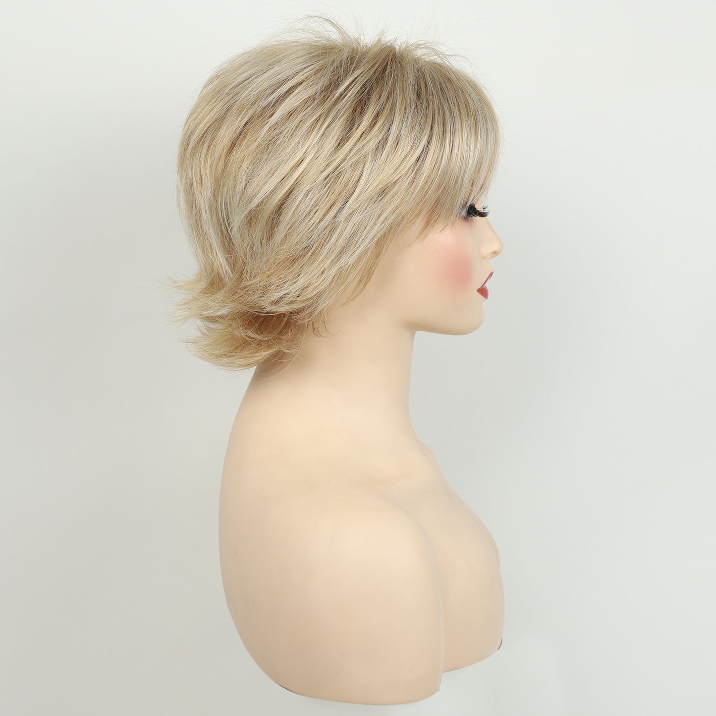 Women's Fashion Straight Golden Mixed Color Chemical Wig Short Curly Hair