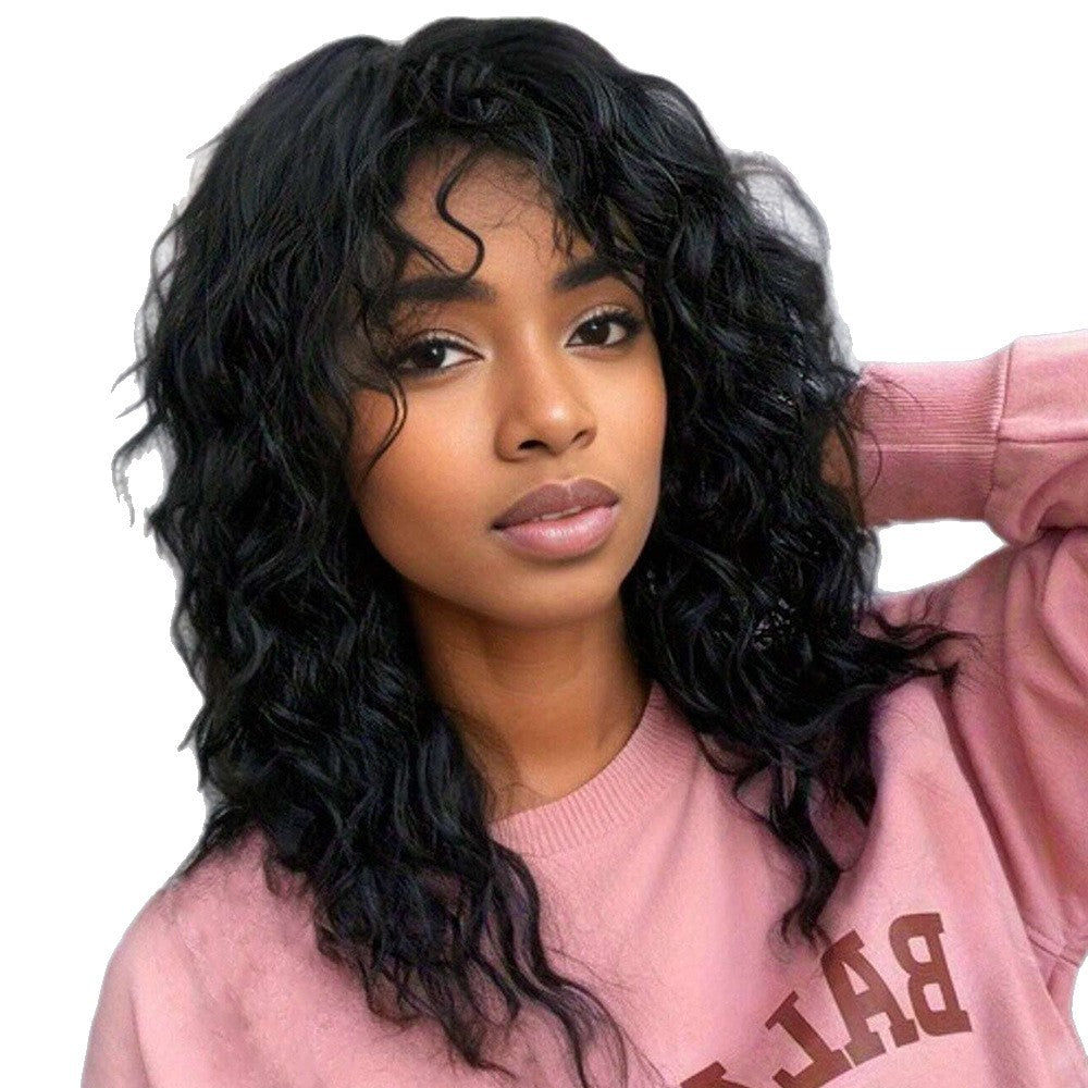 Bangs Female Water Ripple Curly Hair Wig Long Curls