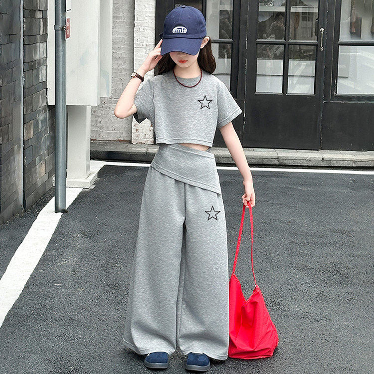 Children's Set Two-piece Korean Fashion Simple Style Five-pointed Star Children's Suit