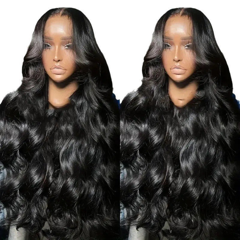 Women's Natural Fiber Front Lace Medium Large Wave Wig Long Curls