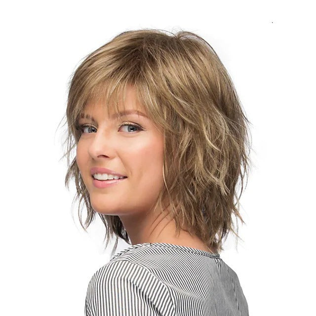 Women's Mother Female Bangs Head Cover Wig Short Straight Hair