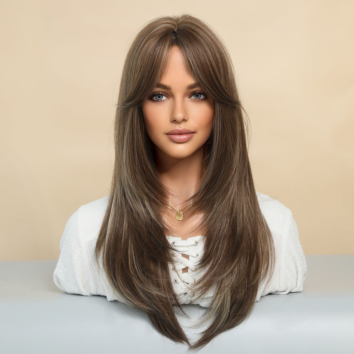 Female Bangs Gradient Long Straight Hair High Quality Natural Other Wig