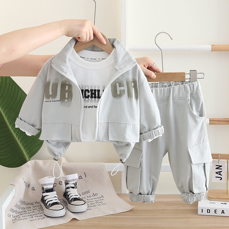 Boy Fashionable Autumn Clothing Sports Three-piece Children's Suit