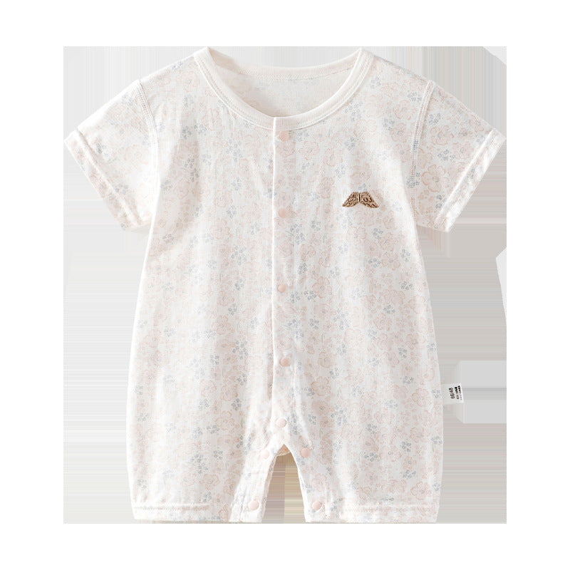Born Clothes Pure Cotton Summer Wear Short Sleeve Thin Pajamas Jumpsuit, Climbing Suit