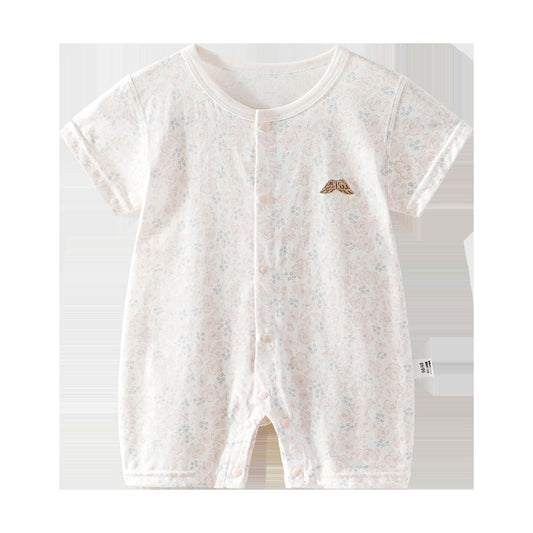 Born Clothes Pure Cotton Summer Wear Short Sleeve Thin Pajamas Jumpsuit, Climbing Suit