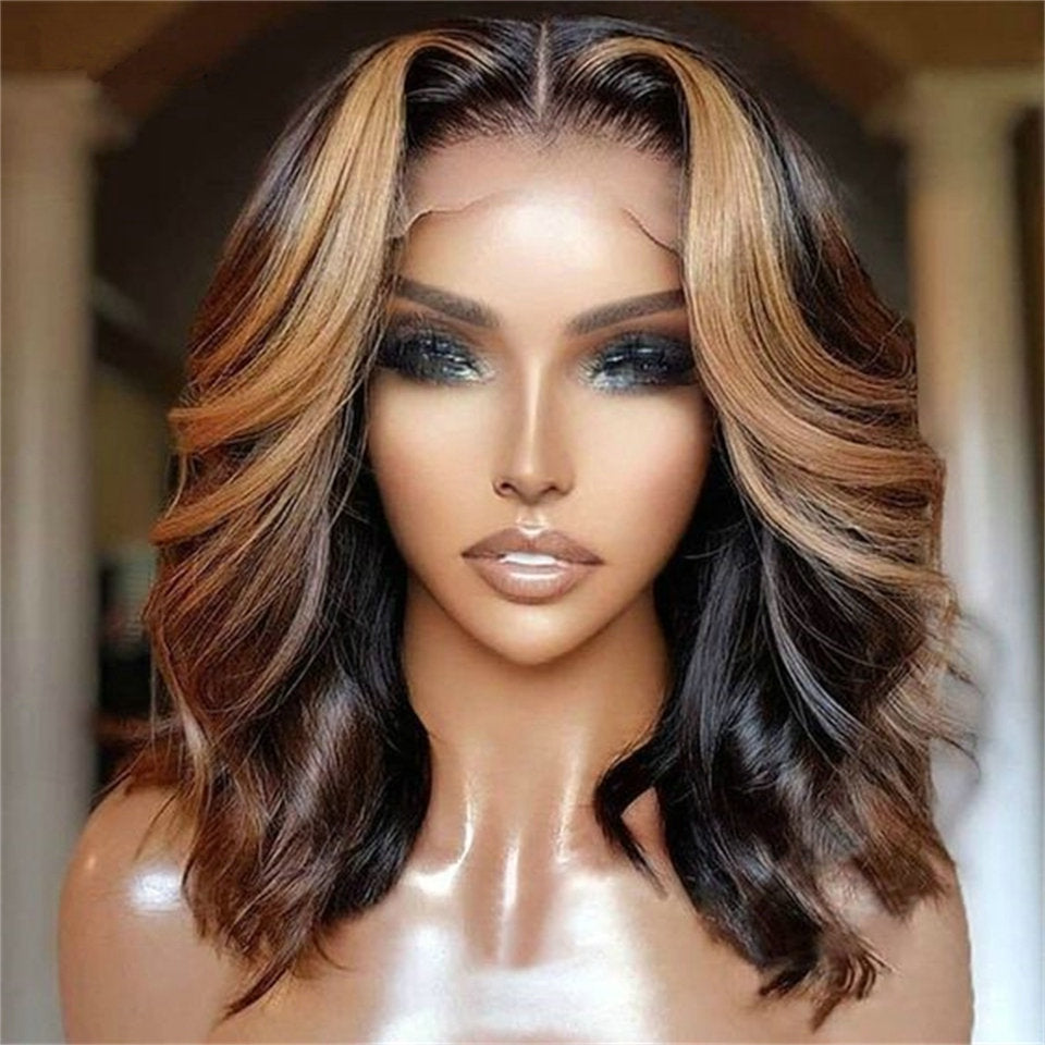 Fashion Lady Front Lace Big Wave Wig Short Curly Hair