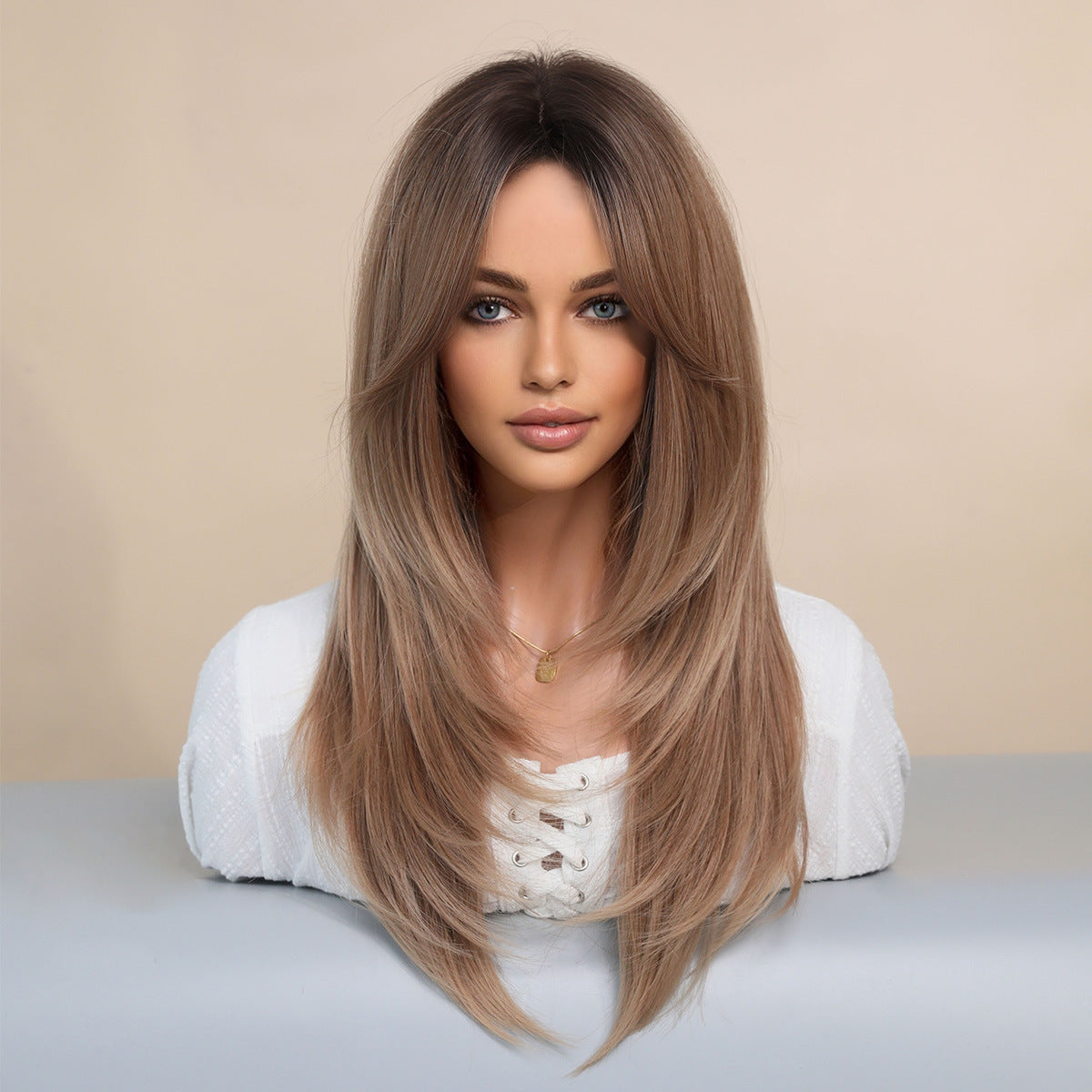 Female Bangs Gradient Long Straight Hair High Quality Natural Other Wig