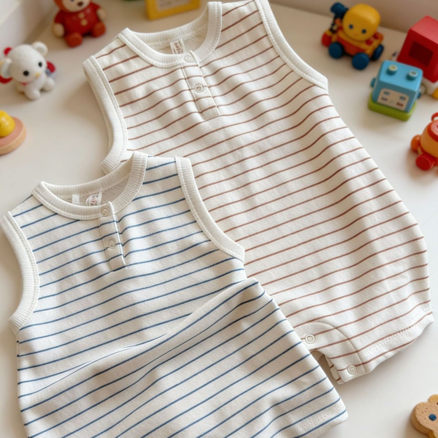 Women's & Men's Summer Sleeveless Striped Jumpsuit Boys Thin Jumpsuit, Climbing Suit
