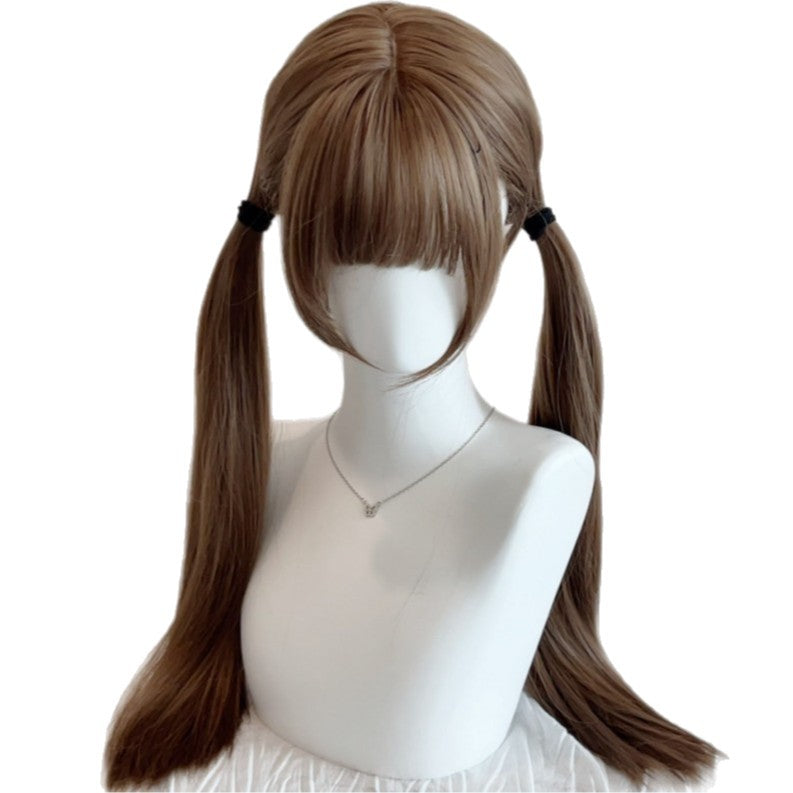 Rebel Honey Female Double Ponytail Daily Curly Hair Can Long Straight Wig