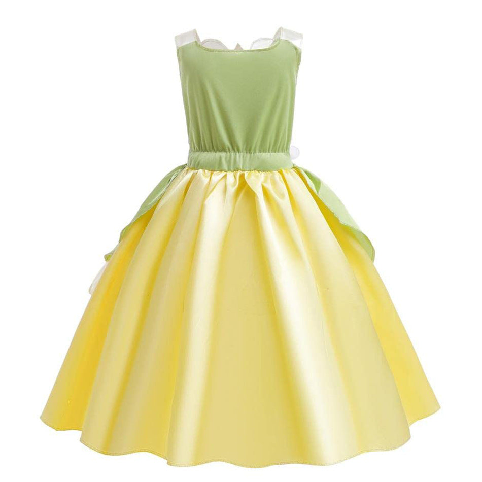 Princess Frog Sleeveless Green Summer Halloween Role Children's Dress