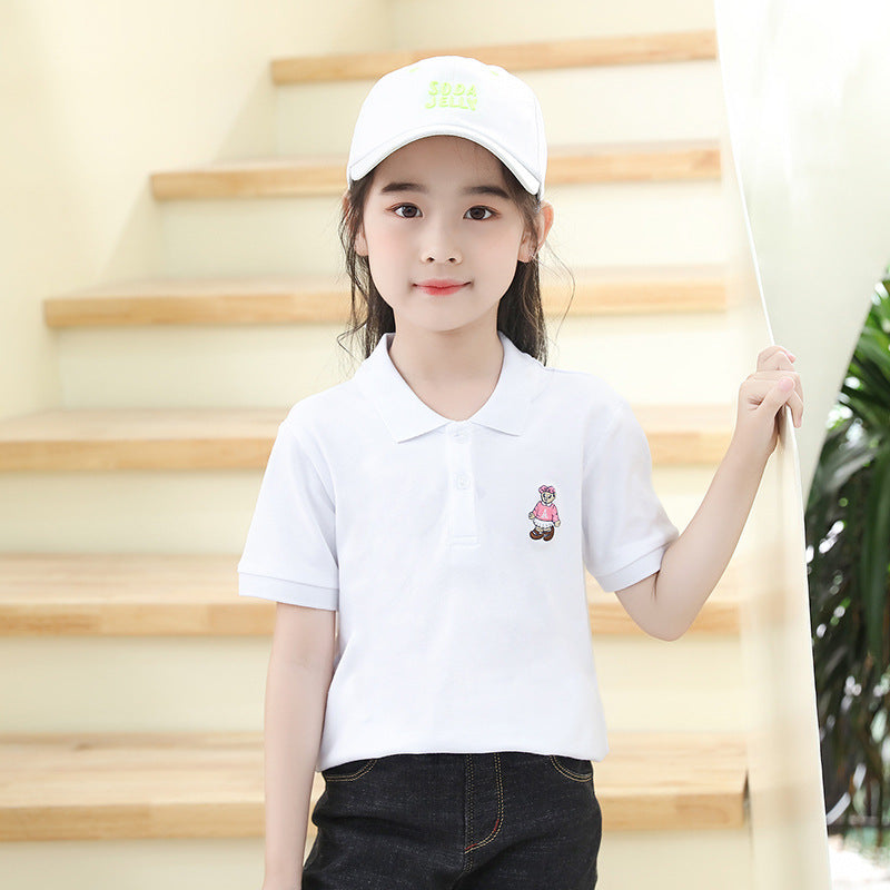 Children's Clothing Bear White Top Wear Sports Children's T-shirt