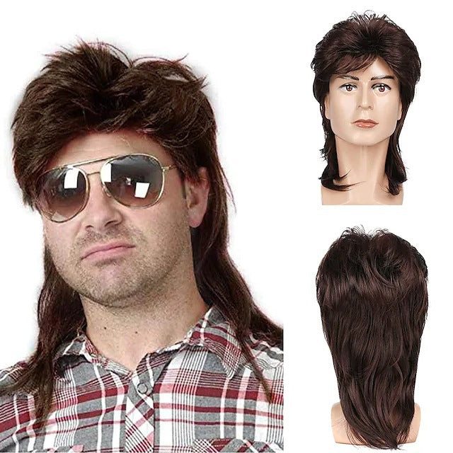 Men's Halloween Rose Net Punk Short Hair Full Men's Wig