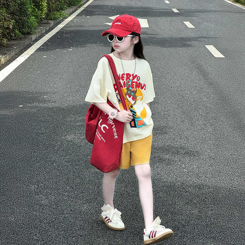 Boys Cartoon Kitten Short Sleeve Shorts Children's Suit