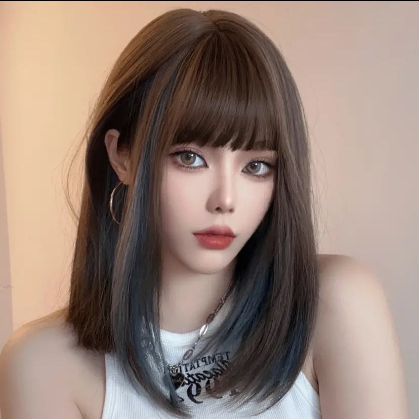 Collarbone Length Haircut Medium Long Female Wig Short Curly Hair