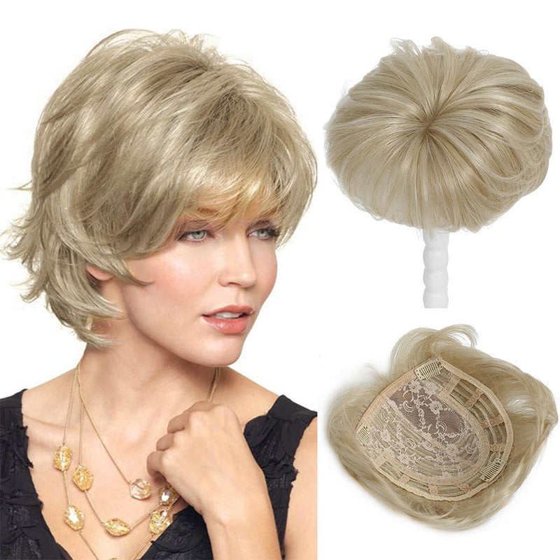 Women's Piece Head Hairpiece Chemical Fiber Increase Cover Wig Short Curly Hair